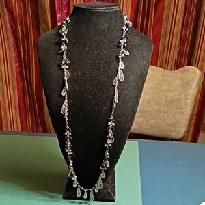 White House Black Market Silver Leaf Necklace
